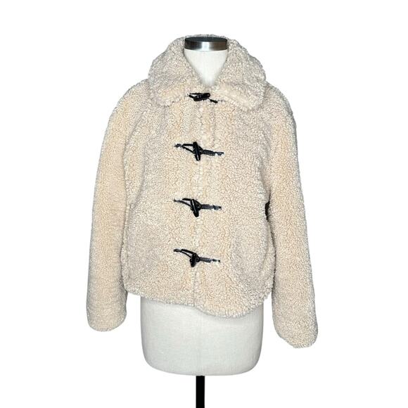 ZARA Teddy Sherpa Bomber Jacket Women's Size Small NWT Tan Brown Cozy Fleece - Picture 1 of 9